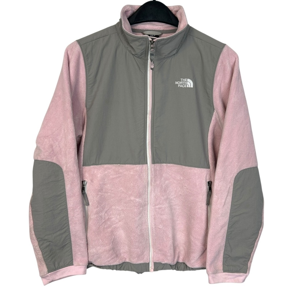 The North Face Denali Fleece Jacket Girls XL (16) Full Zip Gray Pink